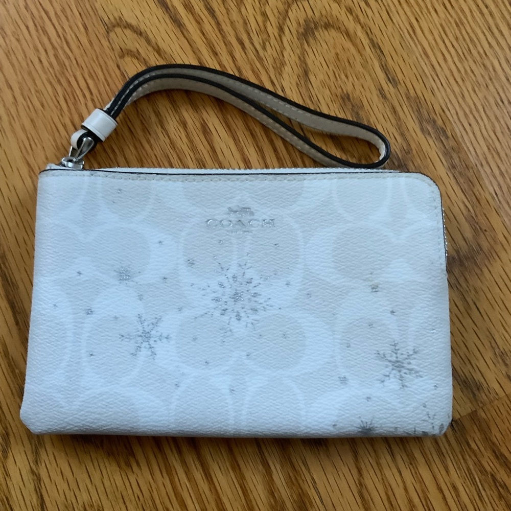Coach snowflakes small wristlet